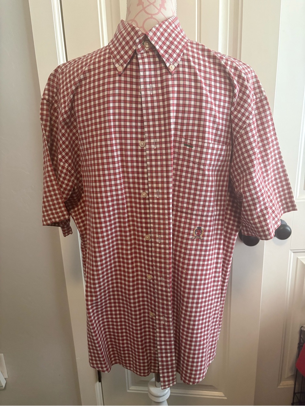Tommy Hilfiger Red and White Gingham Button-Down Shirt